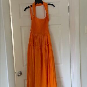 Vibrant Orange Backless Dress